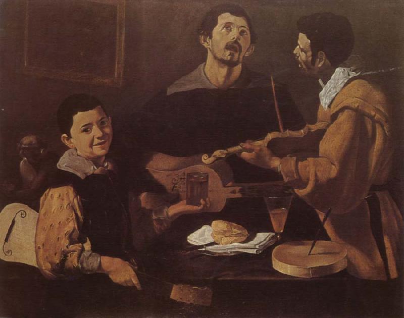 VELAZQUEZ, Diego Rodriguez de Silva y Three musician oil painting picture